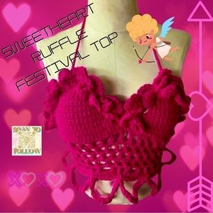 HOT PINK CROCHETED FESTIVAL OR SWIM TOP